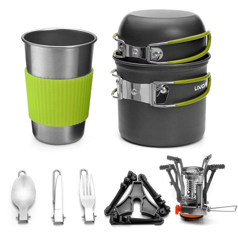 Ultralight Camping Cookware Portable Mess Kit Camping Pot and Pans Cooking Set Hiking Picnic Equipment High Quality