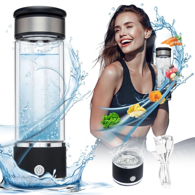 Portable Hydrogen Water Bottle Generator, Ion Water Bottle Improve Water Quality in 3 Minutes, Water Ionizer Machine Suitable for Home, Office, Travel and Daily Drinking (Black)