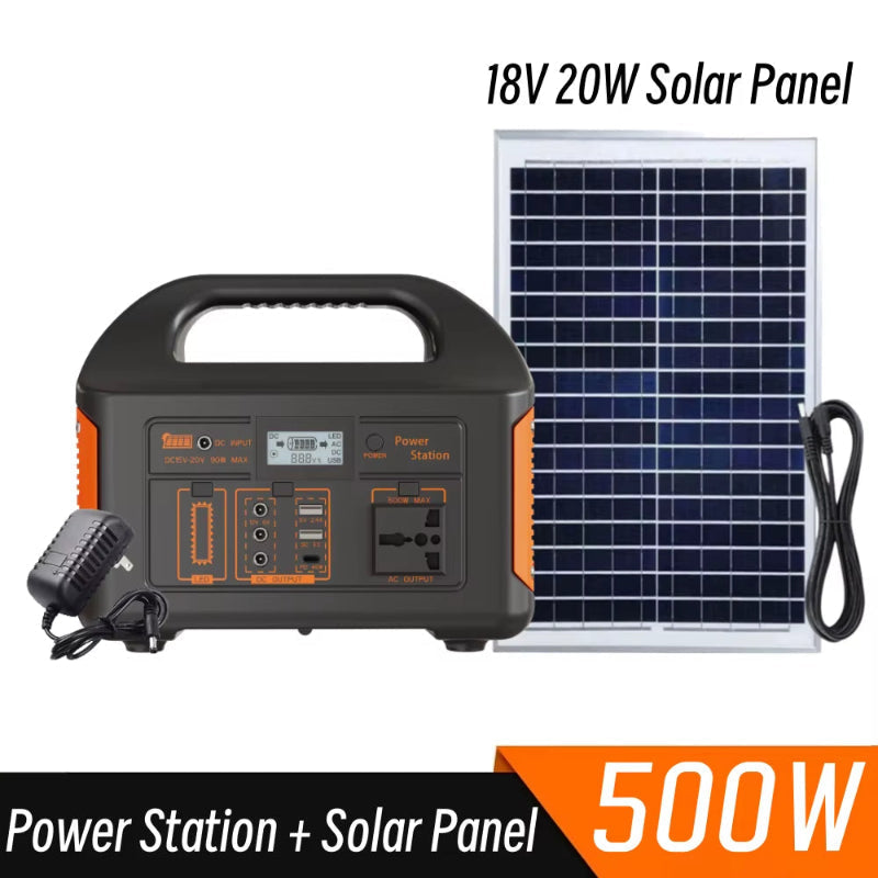 New Arrival Outdoor Portable 500W Power Station Power Generator 110V 220V LED Light Emergency Solar Power Bank for Home Camping
