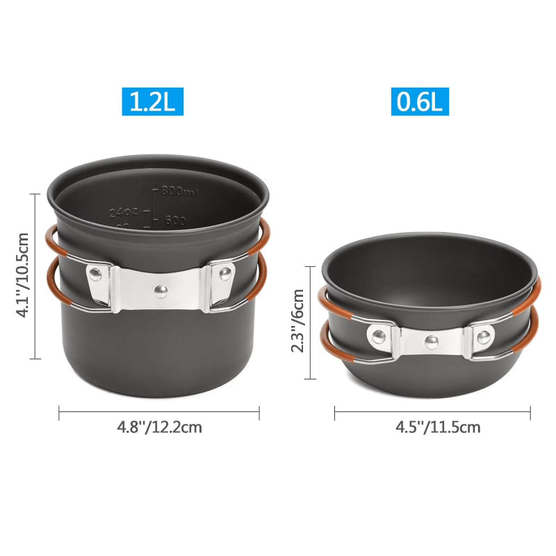 Ultralight Camping Cookware Portable Mess Kit Camping Pot and Pans Cooking Set Hiking Picnic Equipment High Quality