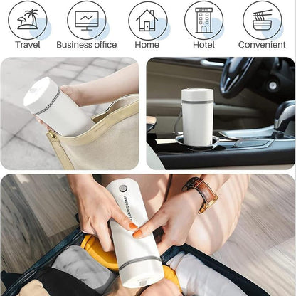 Portable Electric Kettle, Multipurpose 300W Electric Kettle with Detachable Lid, Automatic Shut-Off Travel Kettle, Universal Hot Water Maker for Home Office Outdoor Camping